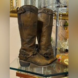 RARE Vintage Freebird Brown Leather Knee-High Boots Size 9